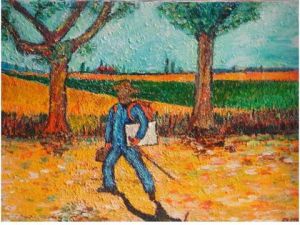 Voir le détail de cette oeuvre: Le chemin du travail D'apres Vincent Van Gogh
